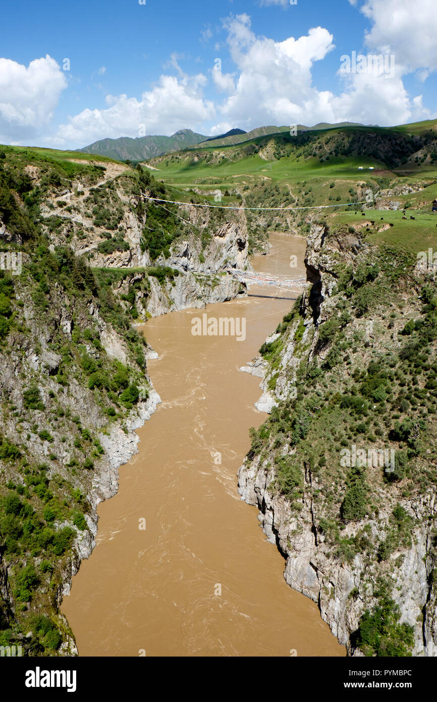 Yellow River in Henan Mongol Autonomous County, Qinghai, China Stock Photo
