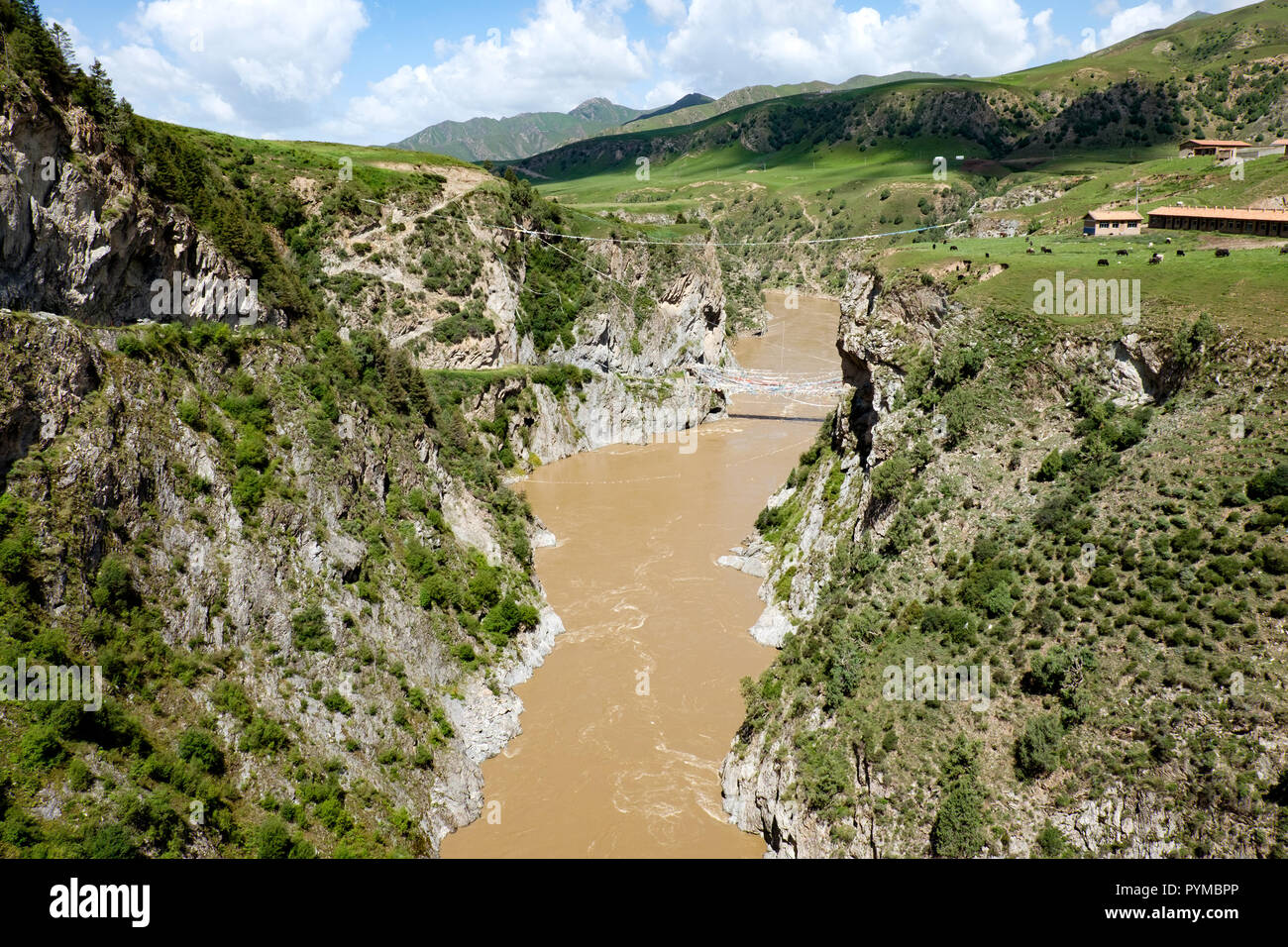 Yellow River in Henan Mongol Autonomous County, Qinghai, China Stock Photo