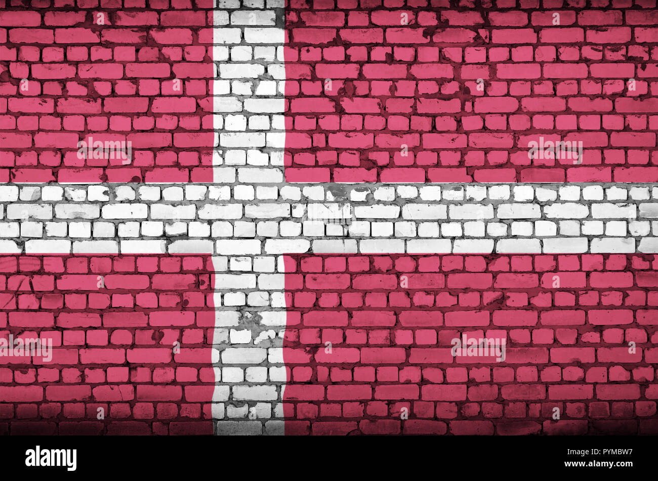 Denmark flag is painted onto an old brick wall Stock Photo - Alamy