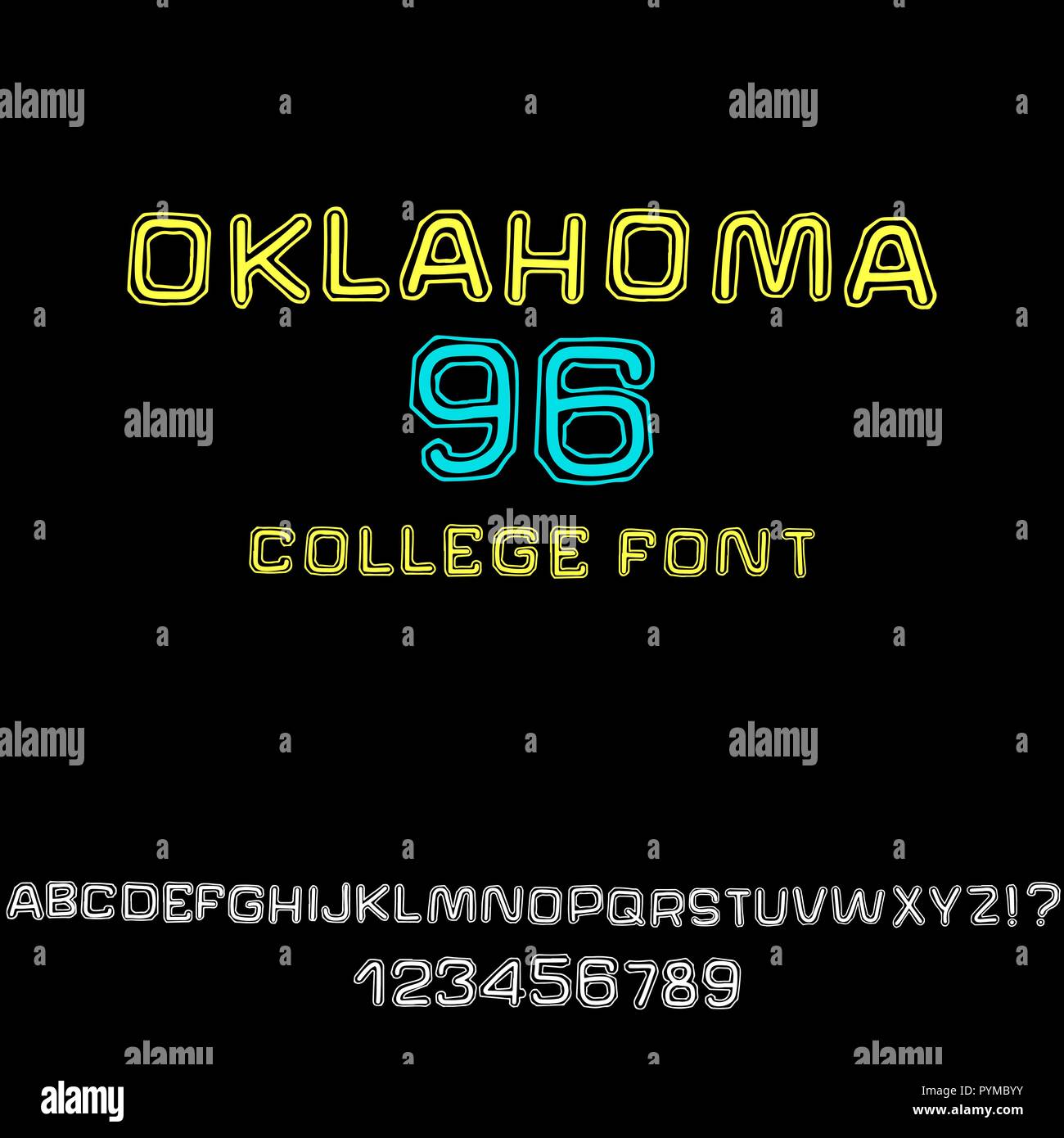 Classic college font. Vintage grunge font in american style. Vector