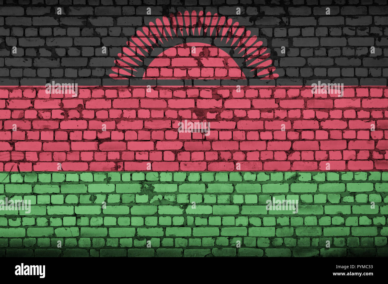 Malawi flag is painted onto an old brick wall Stock Photo - Alamy