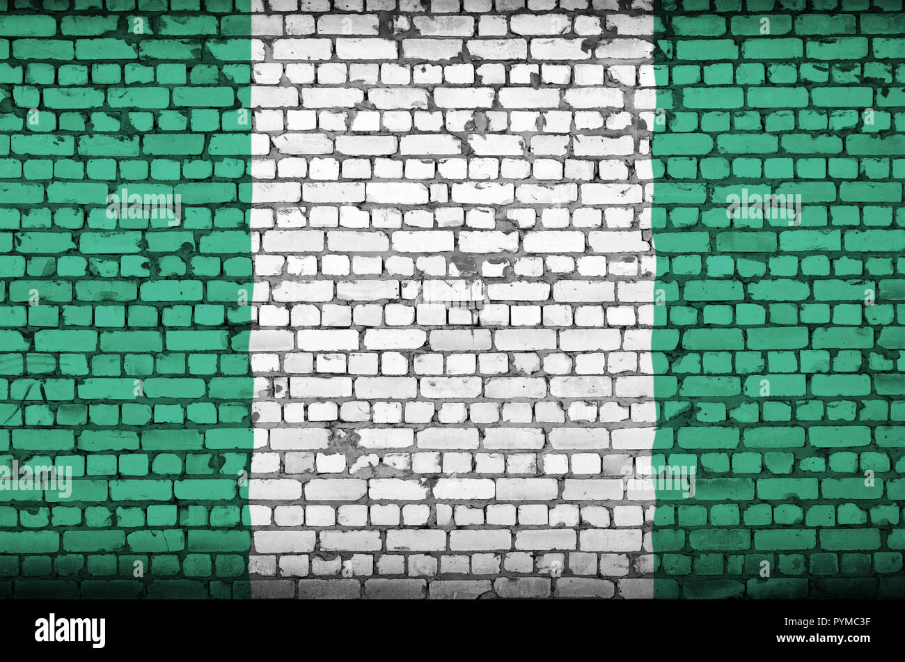 Nigeria flag is painted onto an old brick wall Stock Photo - Alamy