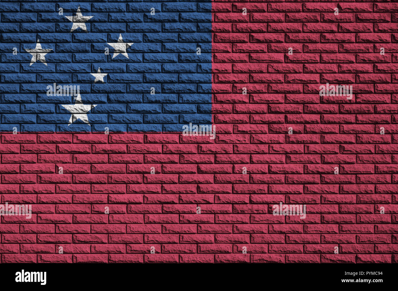 Samoa flag is painted onto an old brick wall Stock Photo - Alamy