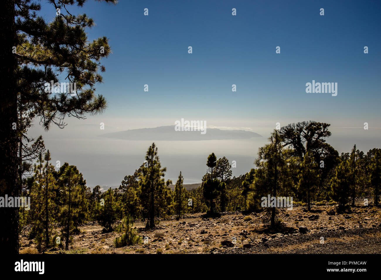 la gomera island view from tenerife wood Stock Photo