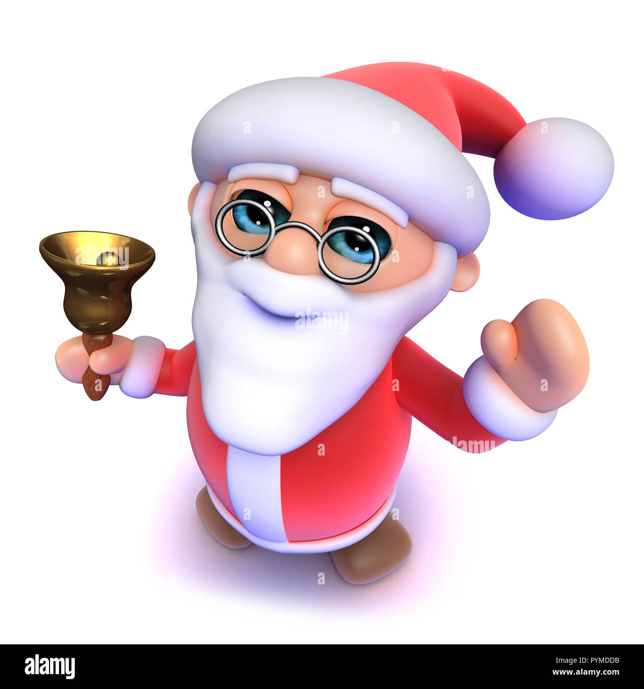 3d render of a cartoon Santa ringing his Christmas bell Stock Photo - Alamy