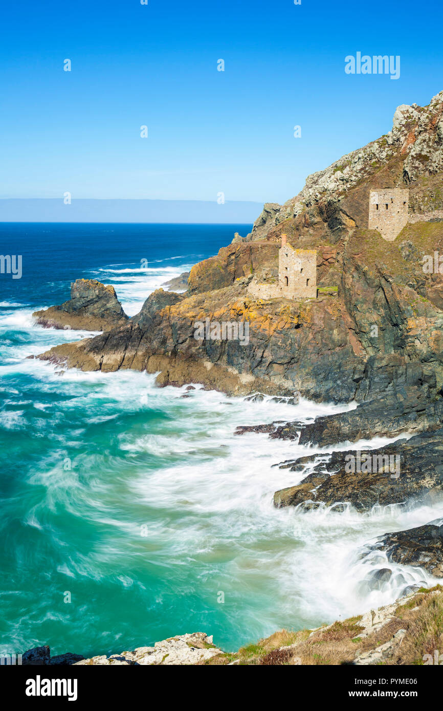 Cornwall The Crowns Engine Houses Botallack Mine historic cornish tin mining heritage Botallack St Just Penzance Cornwall England UK GB Europe Stock Photo