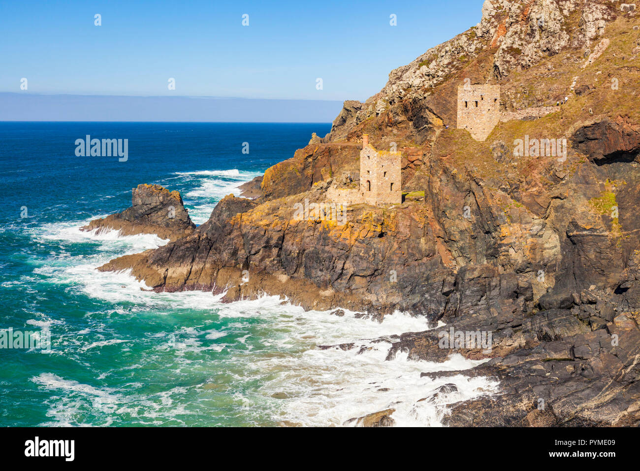 Cornwall The Crowns Engine Houses Botallack Mine historic cornish tin mining heritage Botallack St Just Penzance Cornwall England UK GB Europe Stock Photo