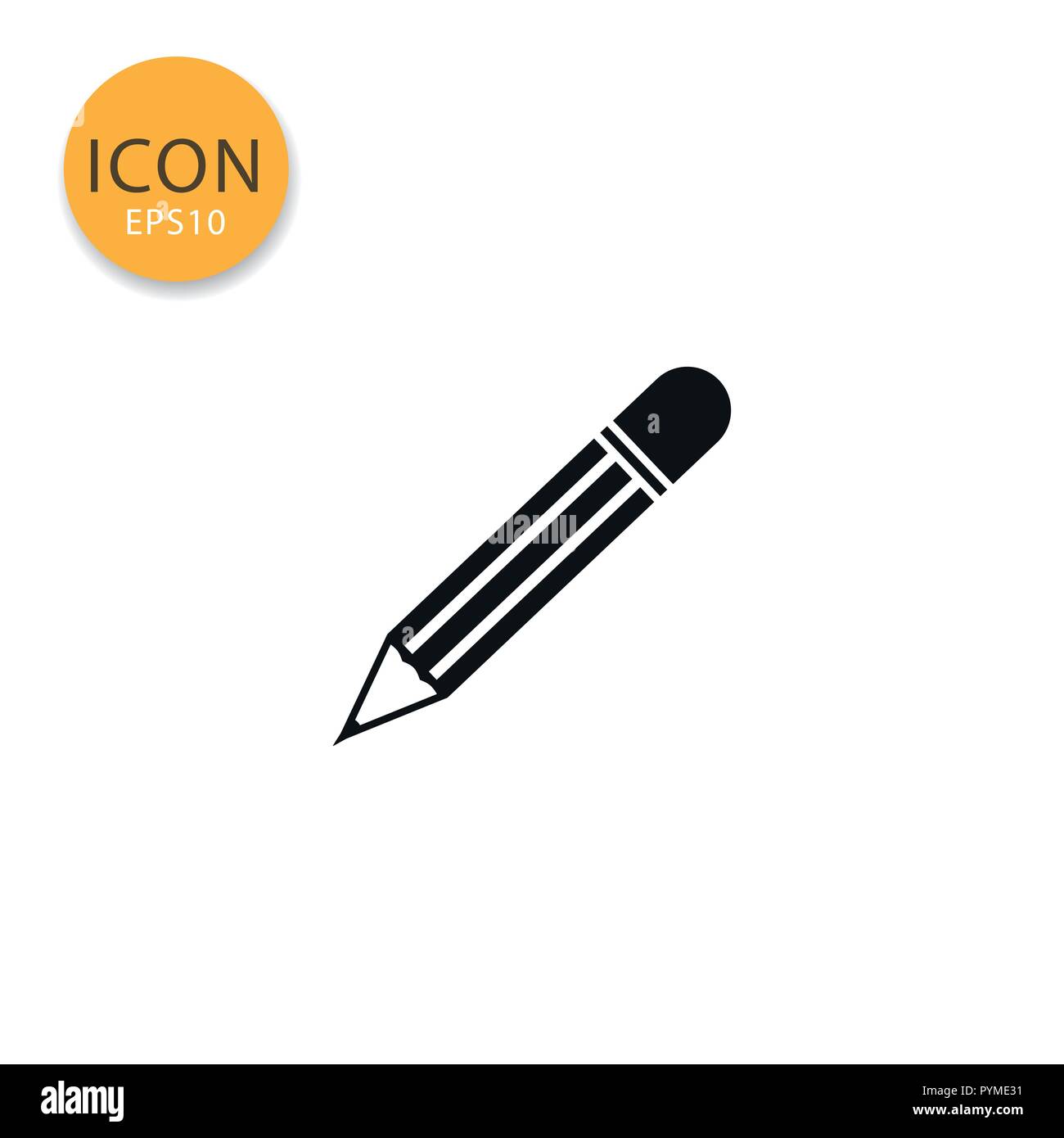 Pencil icon flat style in black color vector illustration on white ...