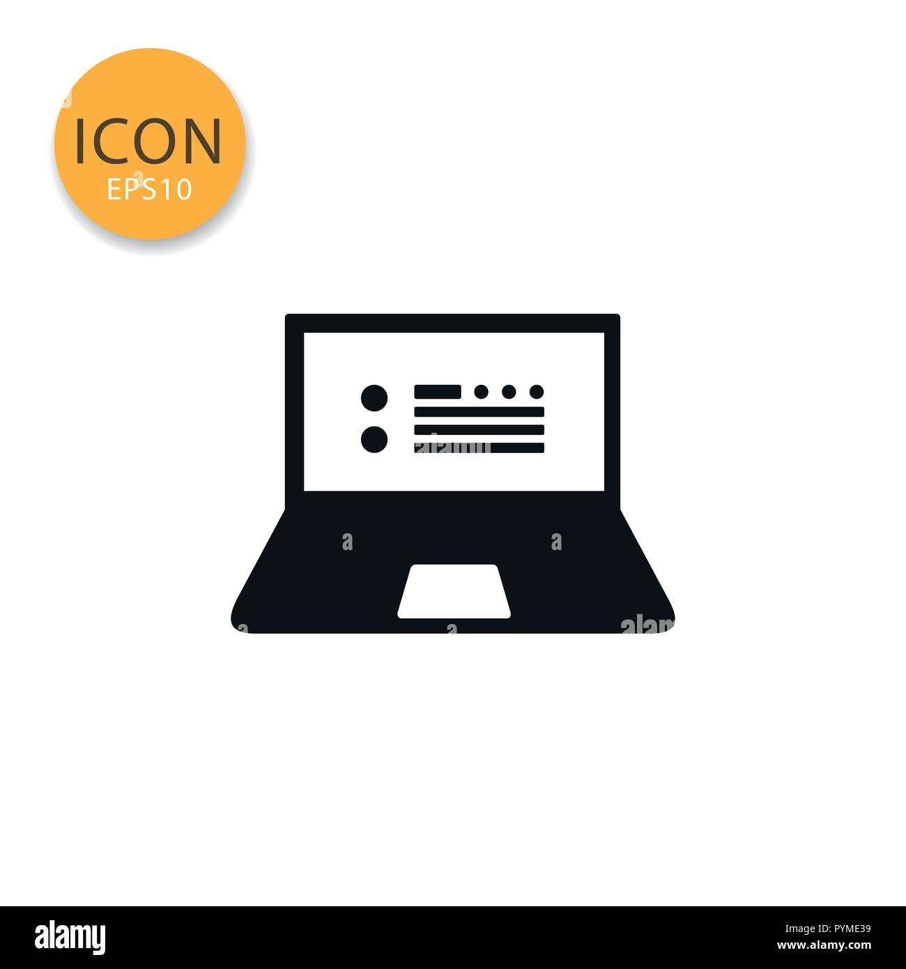 Laptop icon flat style in black color vector illustration on white ...
