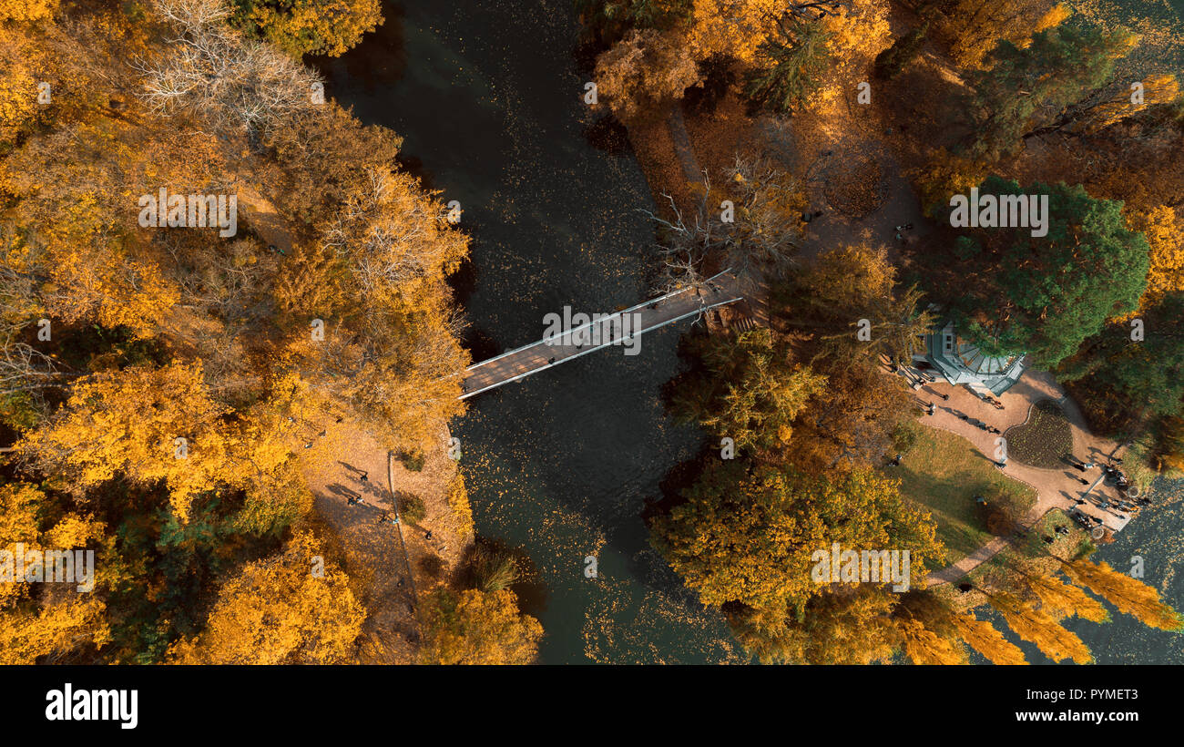 Aerial view autumn landscape park Stock Photo - Alamy