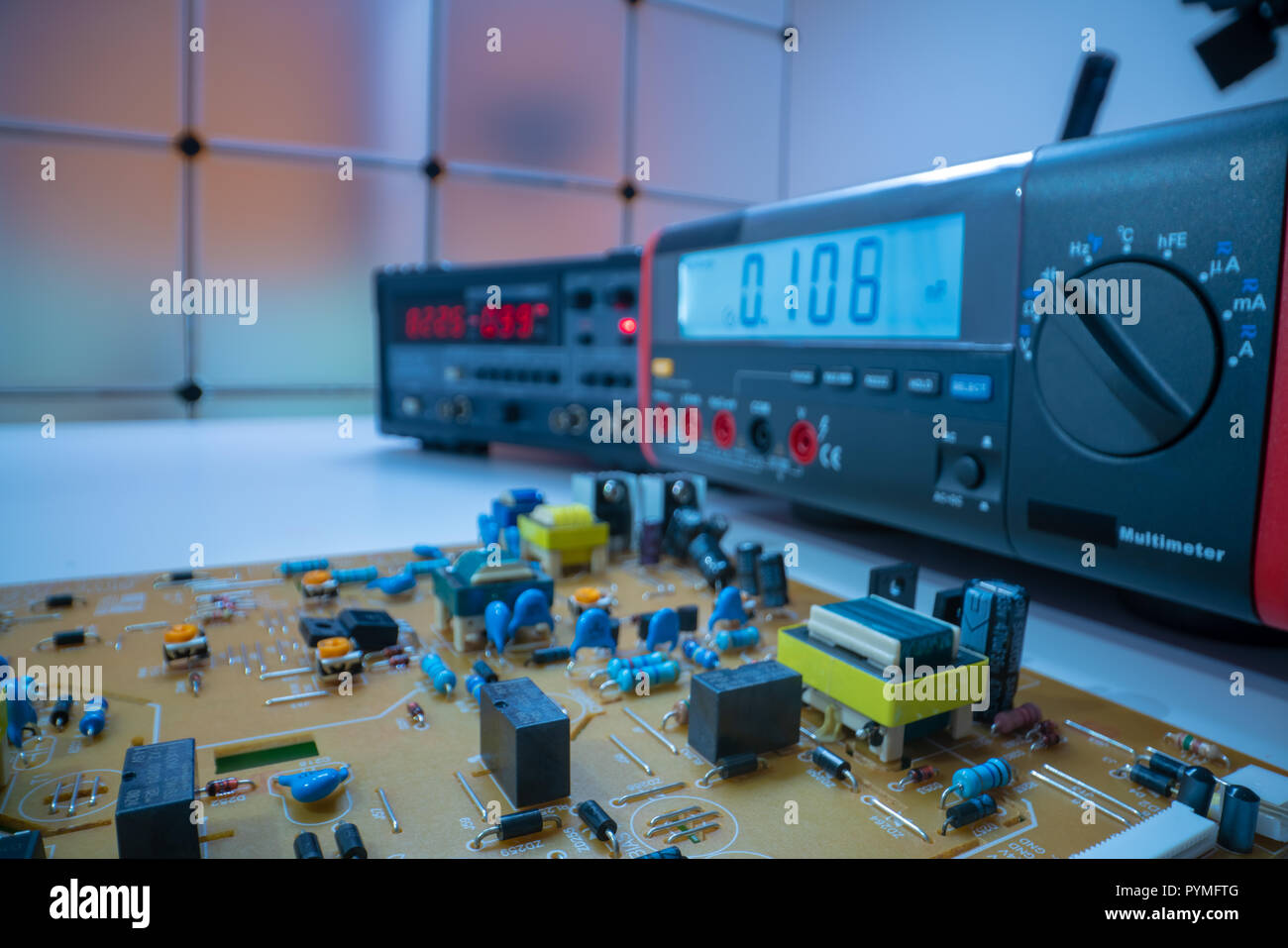Printed circuit Board  PCB in the service center Stock Photo