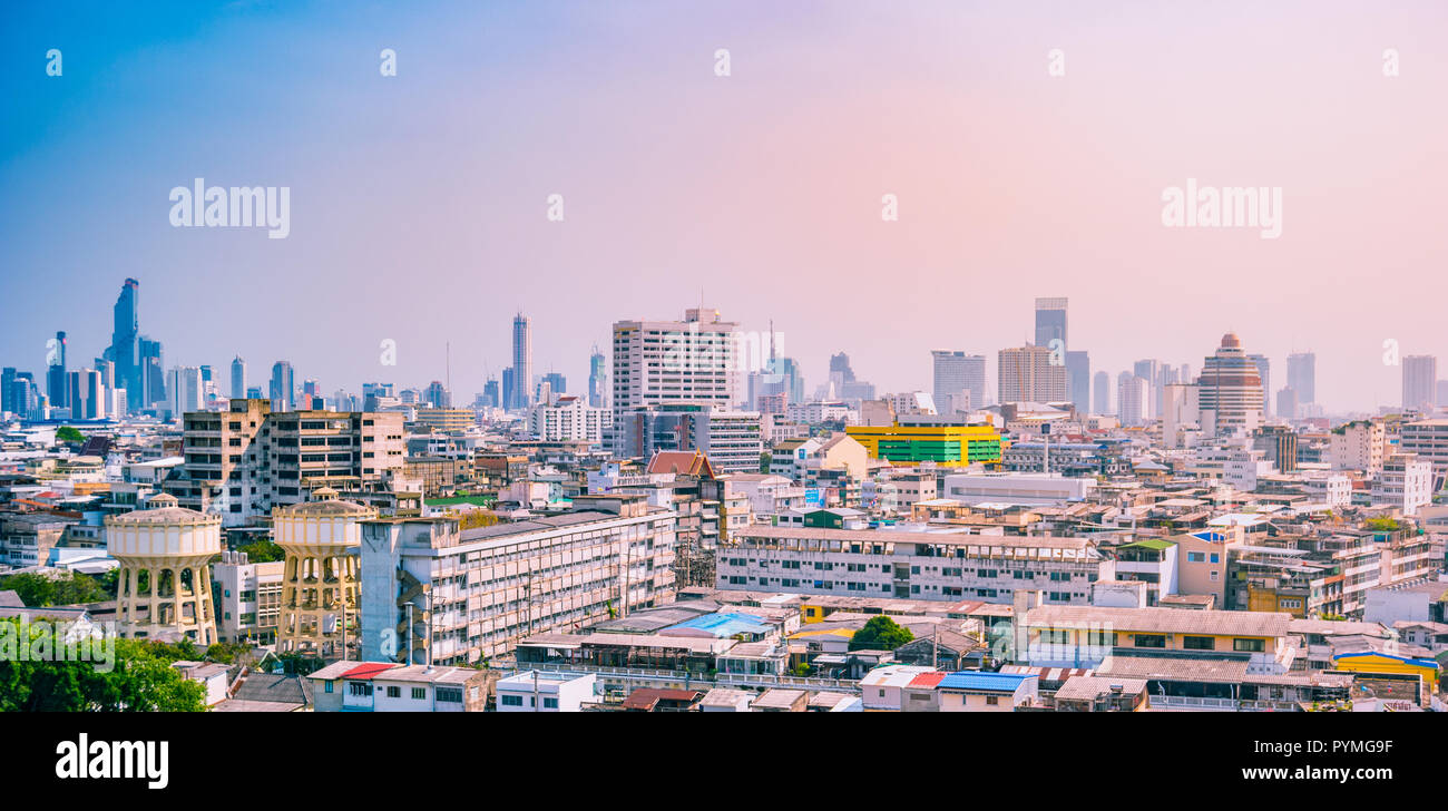 Bangkok city buildings cityscape, high buildings panorama downtown of ...
