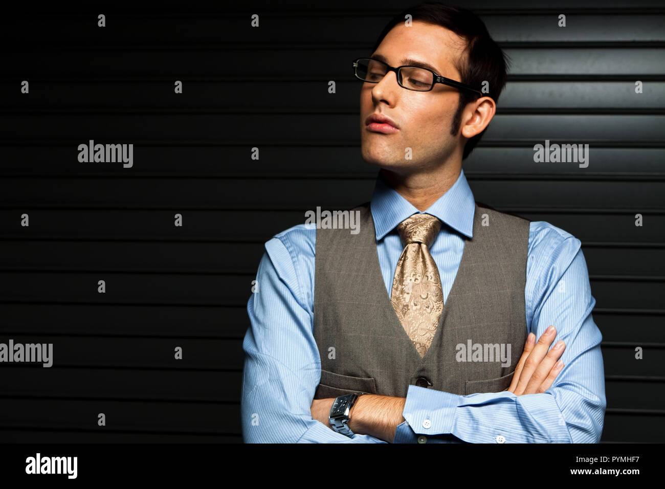 Fashionable Well Dressed Man Isolated On Black Stock Photo