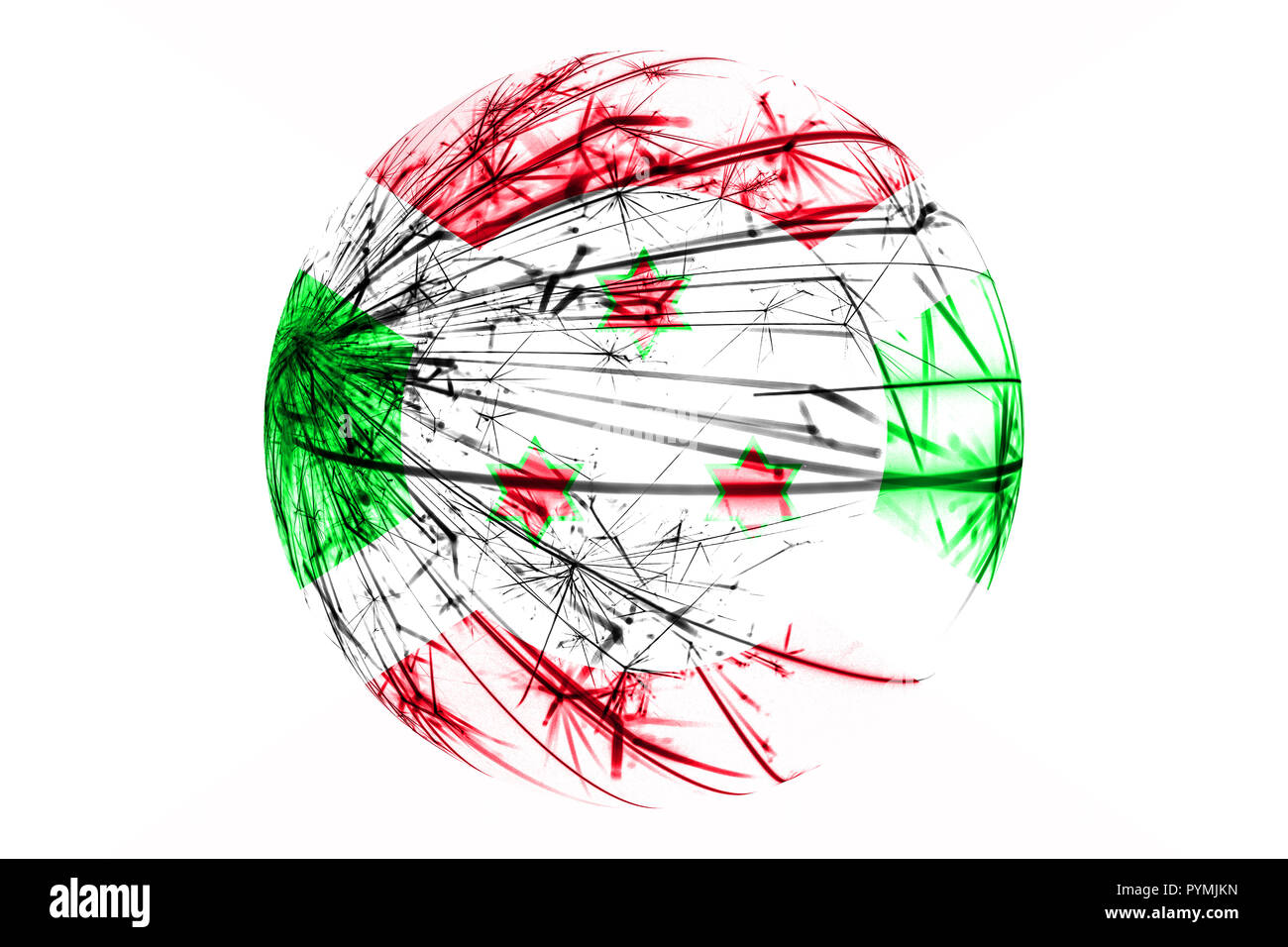 Abstract Burundi sparkling flag, Christmas ball concept isolated on white background Stock Photo