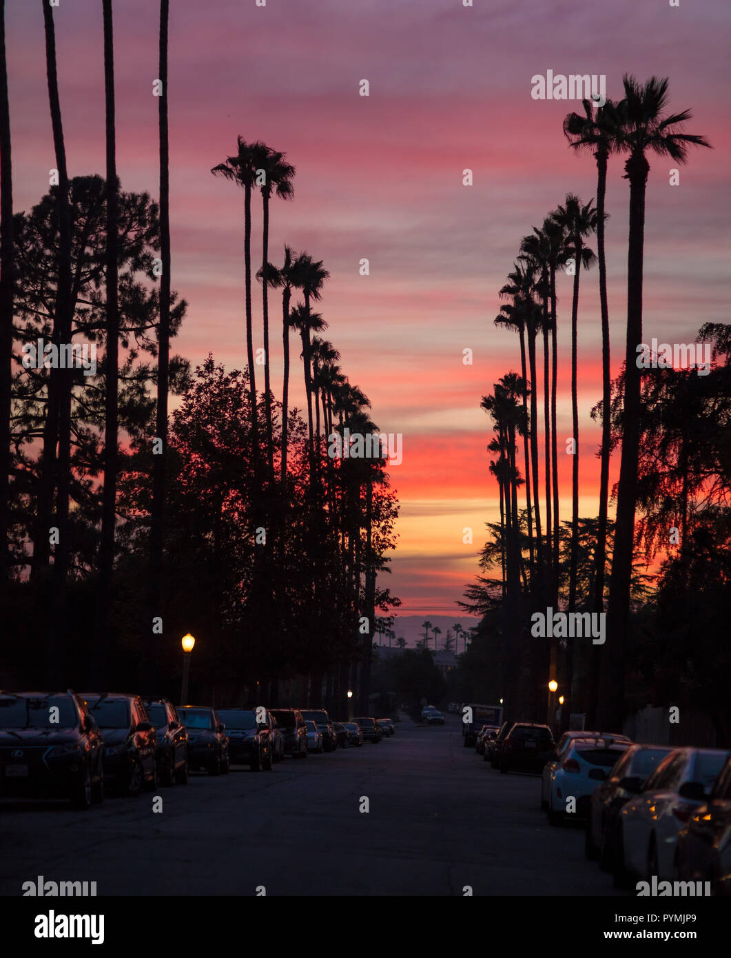 Orange california sunset Stock Photo