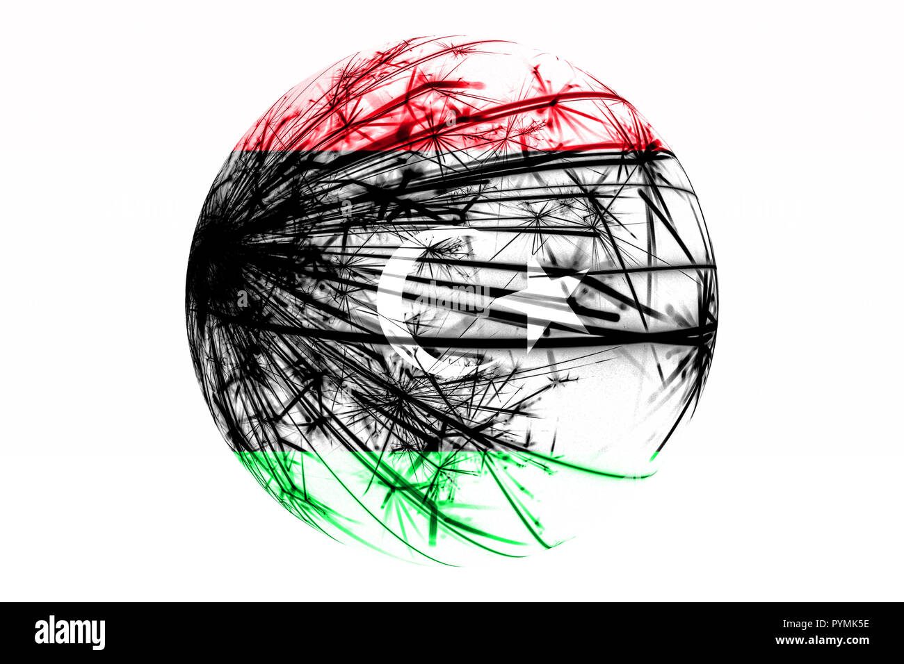 Abstract Libya sparkling flag, Christmas ball concept isolated on white ...