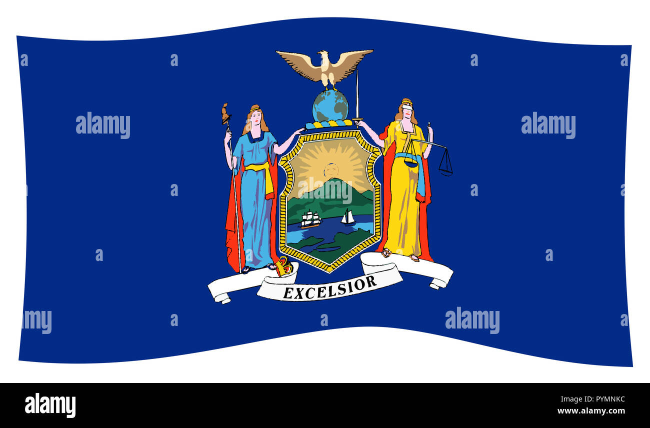 The flag of the state of New York waving Stock Photo Alamy