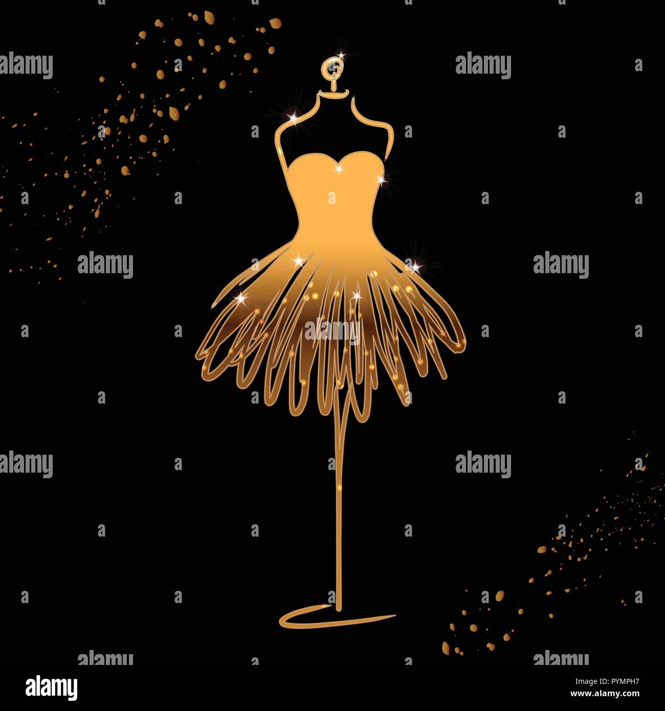 Tailor dummy fashion icon on black background. Atelier, designer,  constructor, dressmaker object. Gold sparkling brilliant Couture symbol,  silhouette Stock Vector Image & Art - Alamy