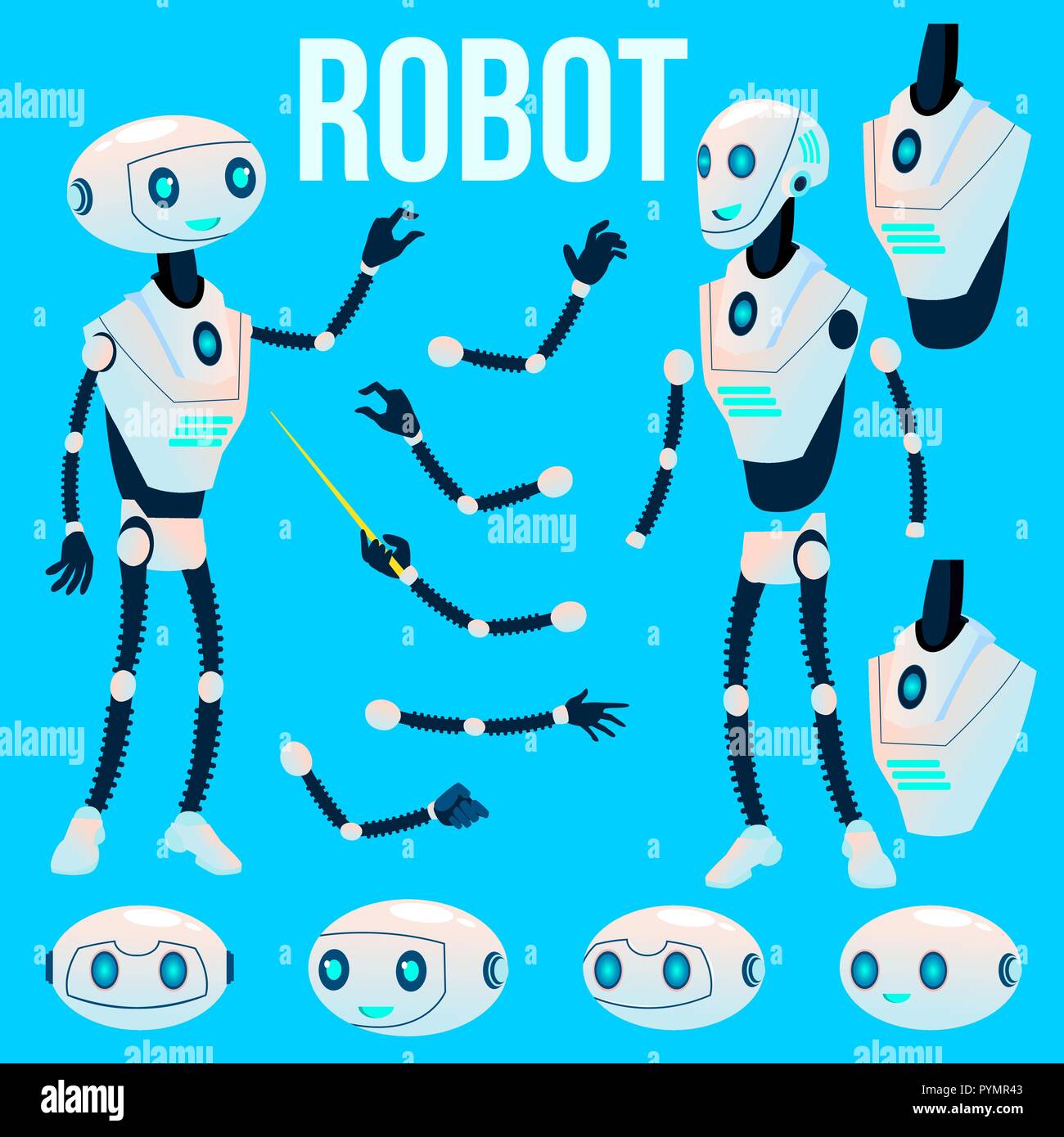 Robot Vector. Animation Creation Set. Futuristic Mechanism Technology Robot  Helper. Animated Artificial Intelligence. Web Design. Isolated Illustration  Stock Vector Image & Art - Alamy