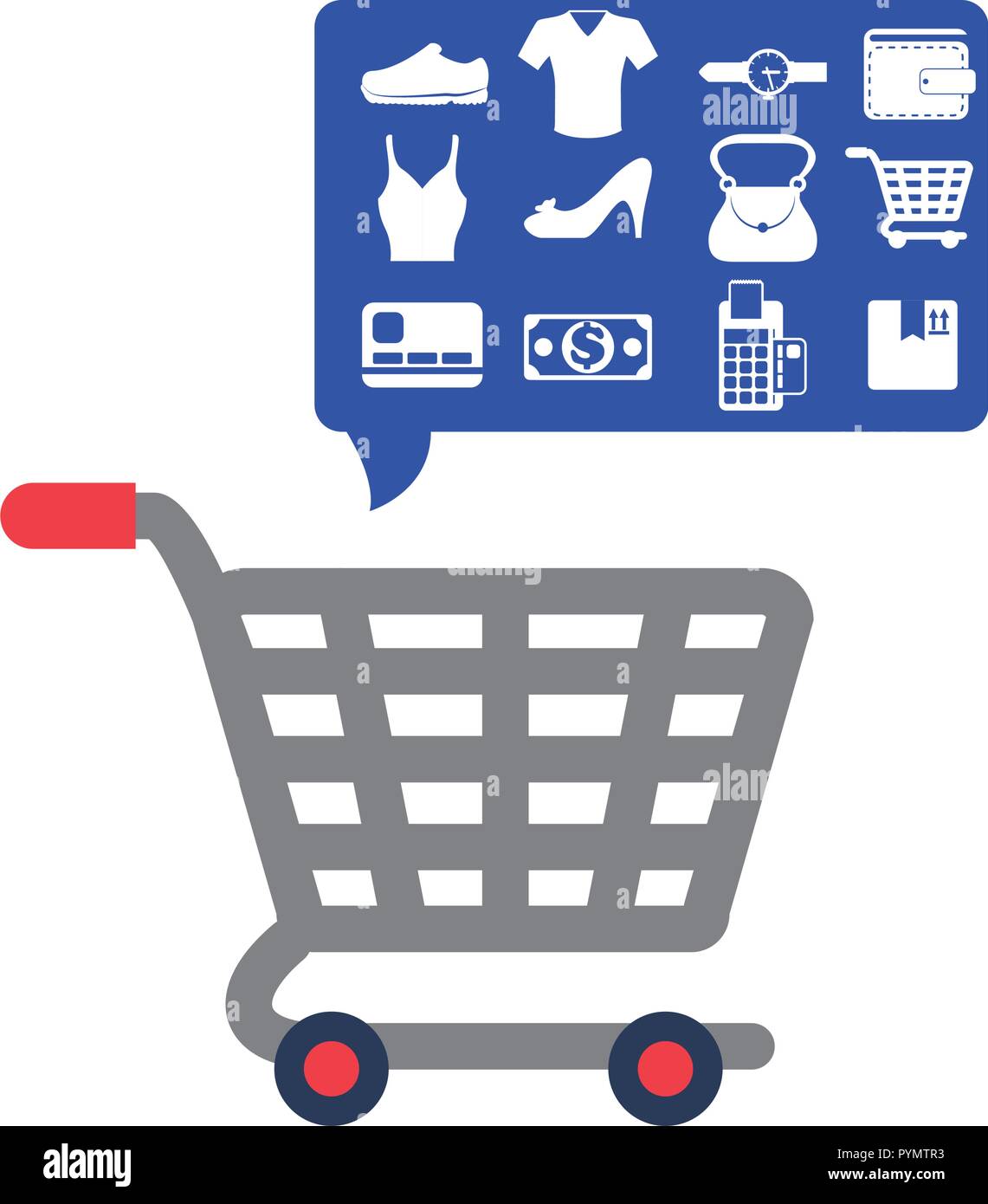 shopping cart with set icons vector illustration design Stock Vector ...