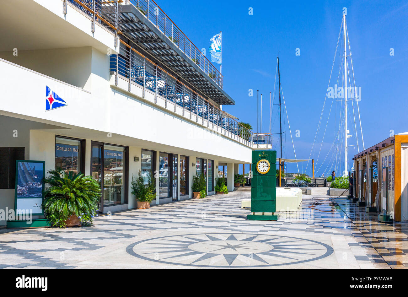 Porto Cervo, Italy, Sardinia island, the shopping area of the Yacht Club Costa  Smeralda Stock Photo - Alamy