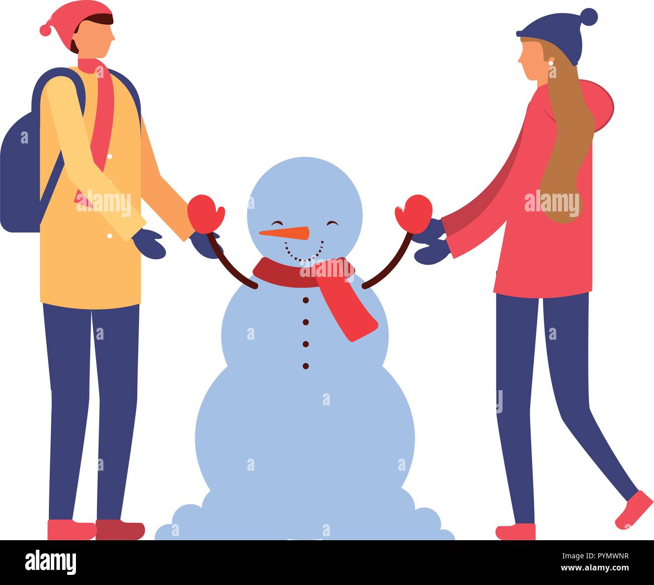 couple holding hands winter snowman Stock Vector Image & Art Alamy