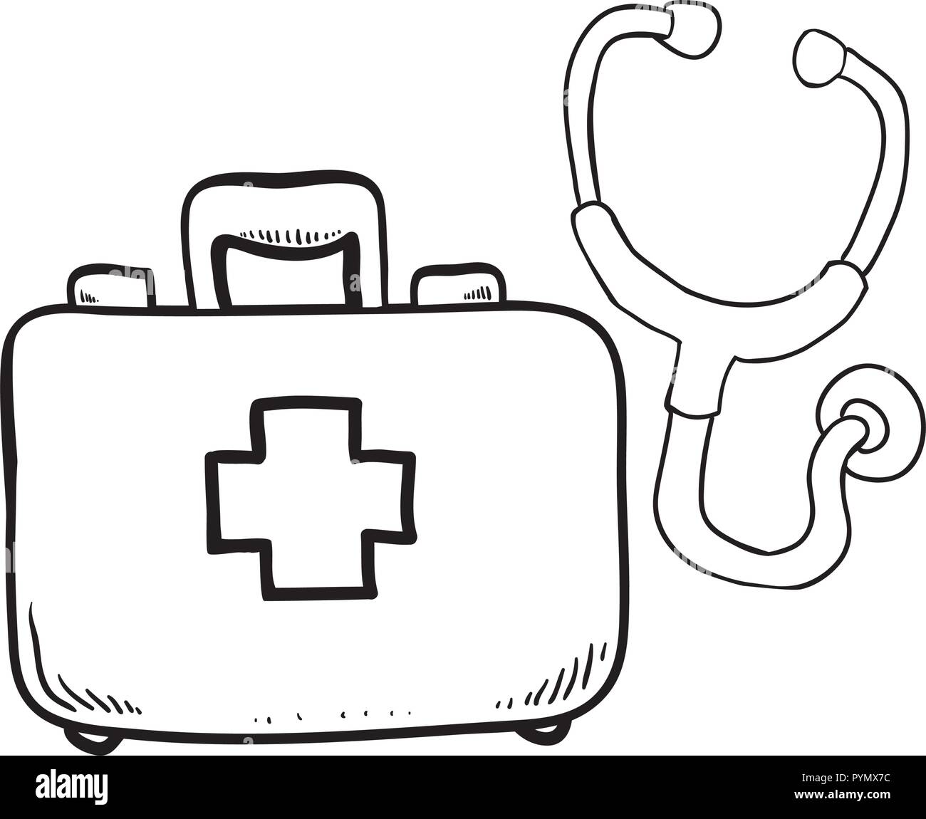 medical kit with stethoscope vector illustration design Stock Vector