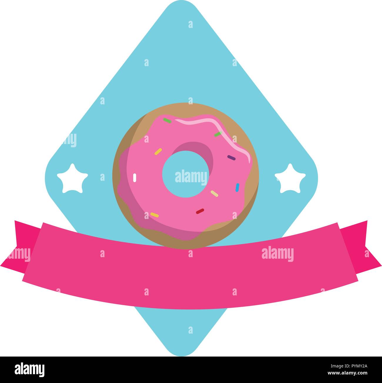 sweet donuts frame with ribbon vector illustration design Stock Vector ...