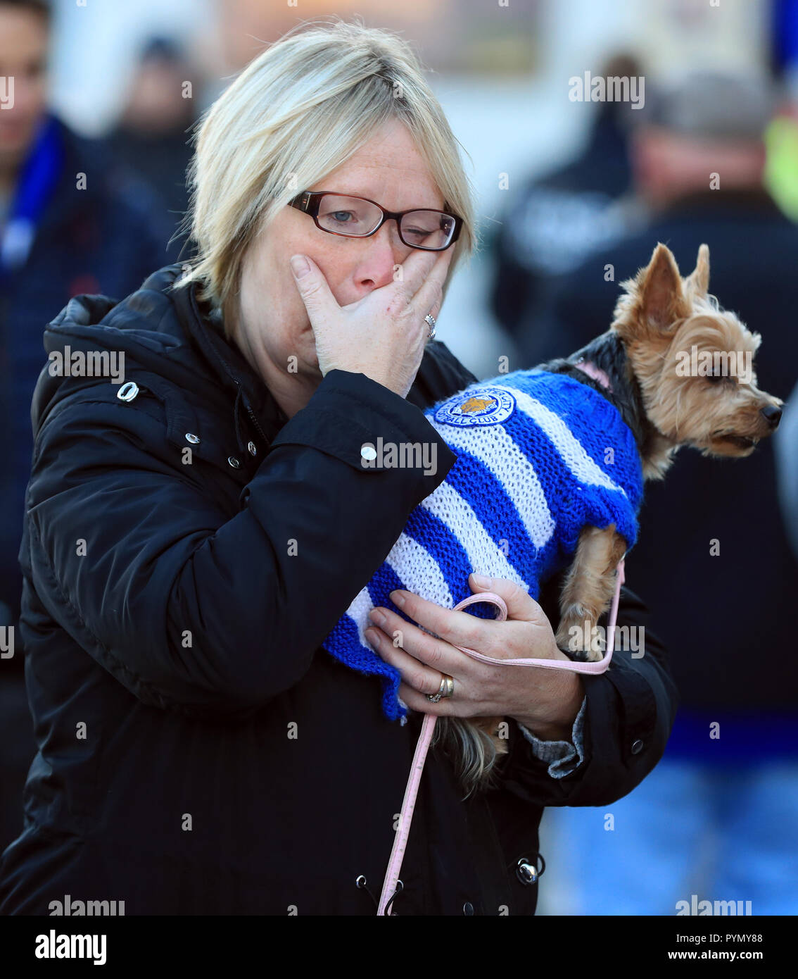 Supporters Pay Tribute At Leicester City Football Club Leicester Chairman Vichai Srivaddhanaprabha Was Among Those To Have Tragically Lost Their Lives On Saturday Evening When A Helicopter Carrying Him And Four Other