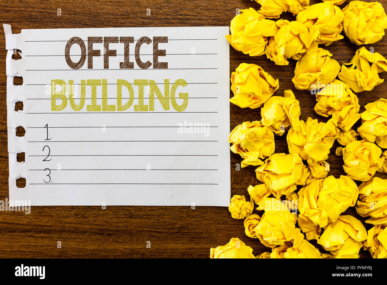 Handwriting text Office Building. Concept meaning Commercial buildings