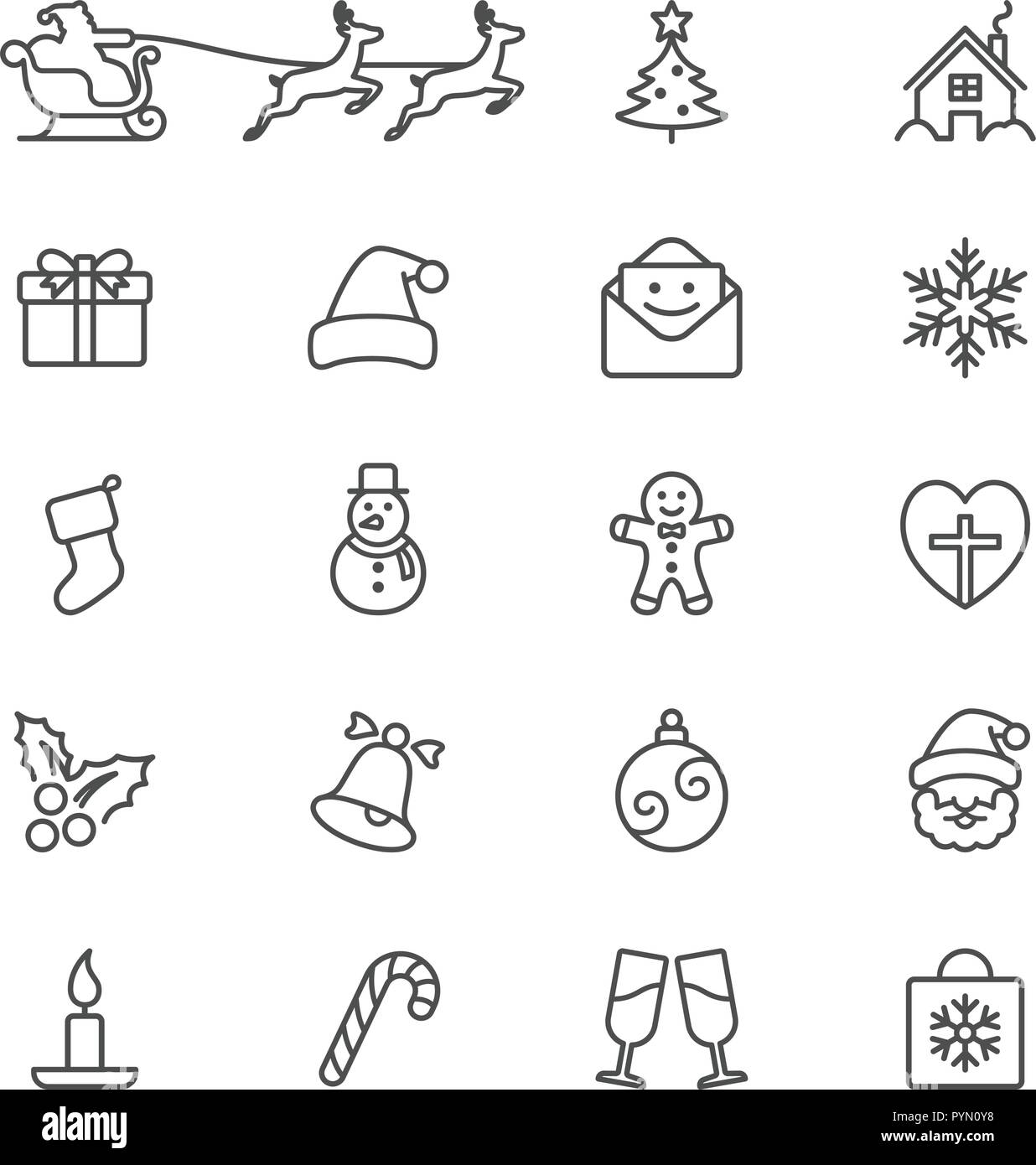 Christmas thin icon set Stock Vector