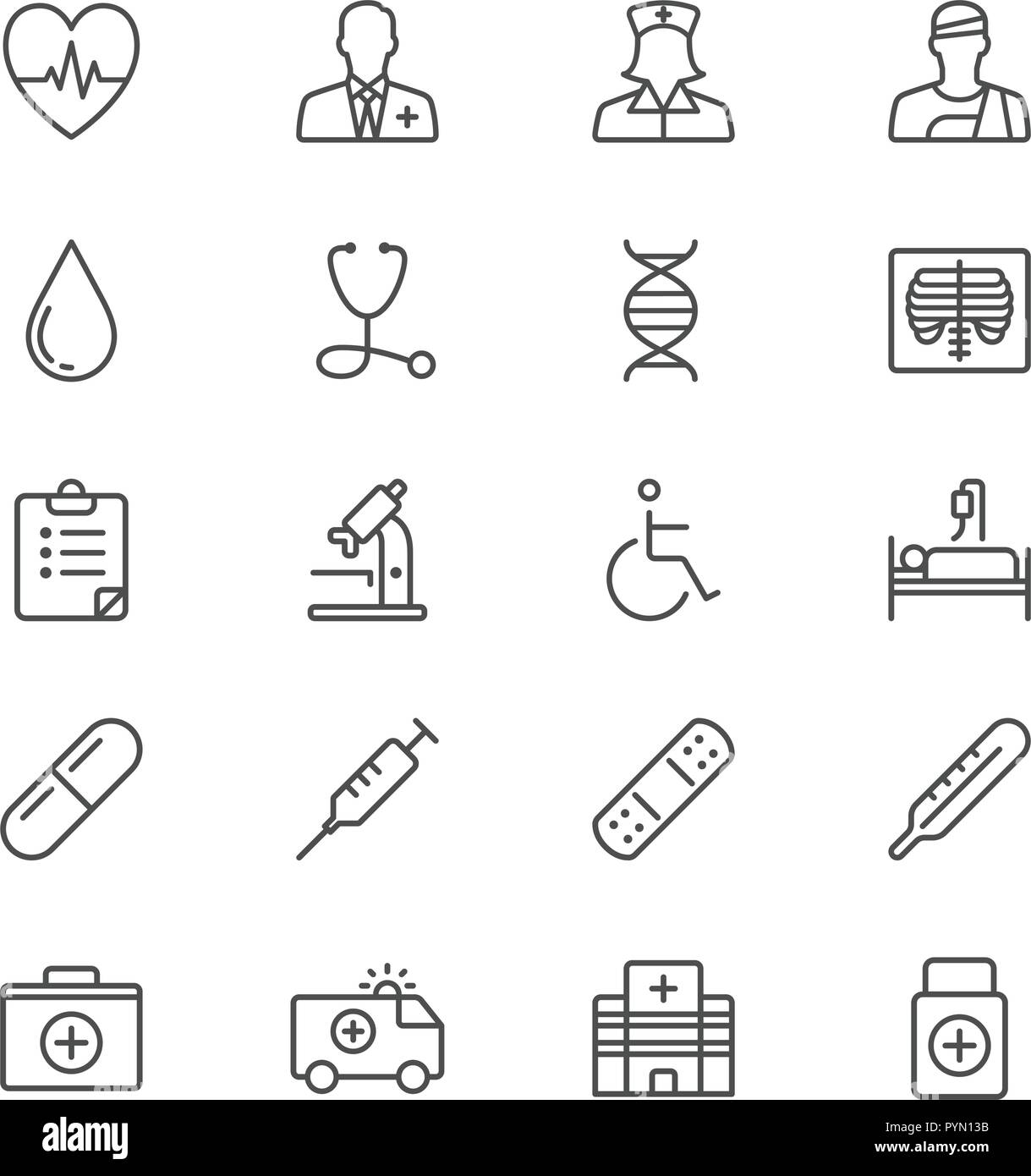 Health care thin icon set Stock Vector
