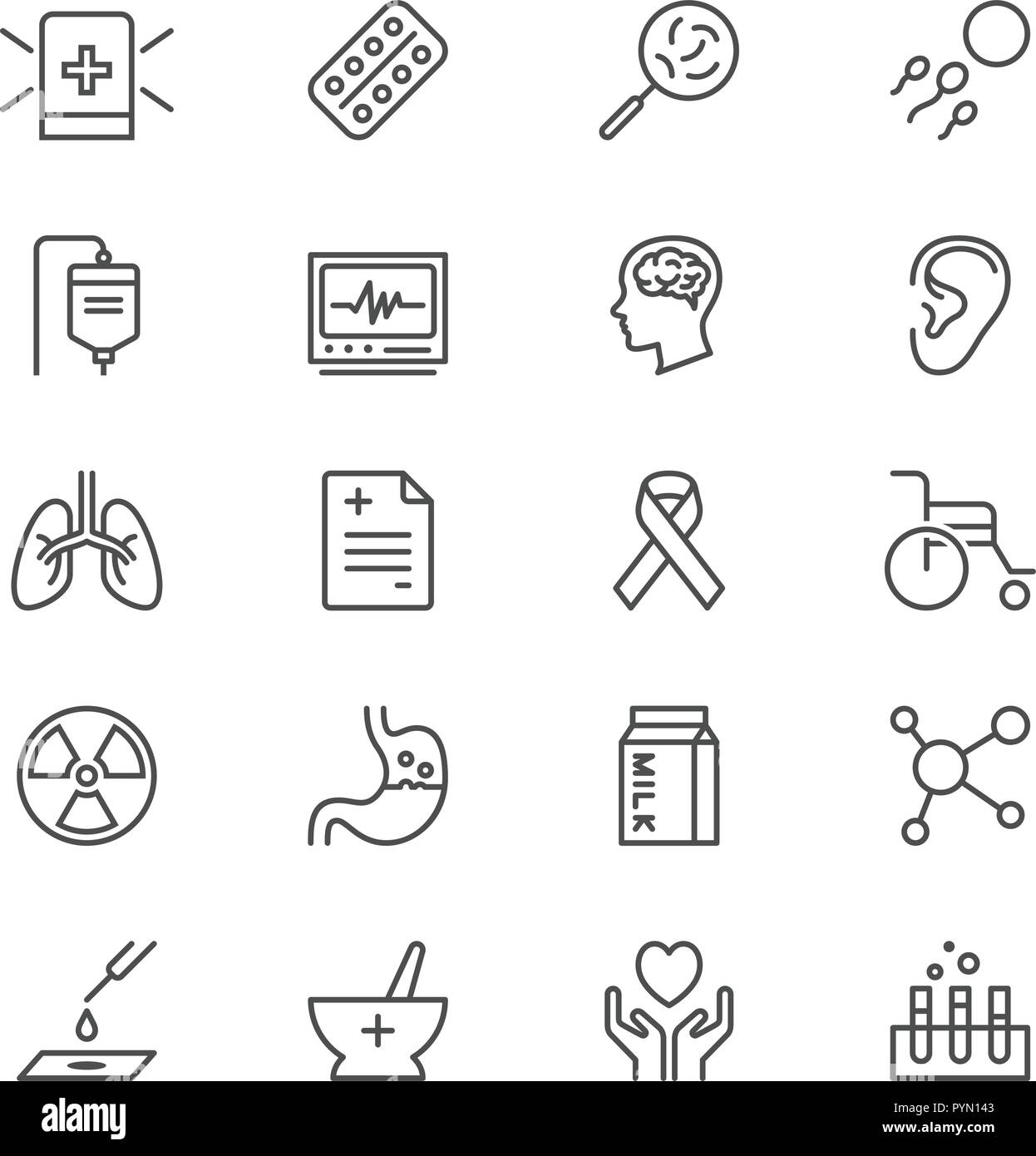 Health care thin icon set Stock Vector