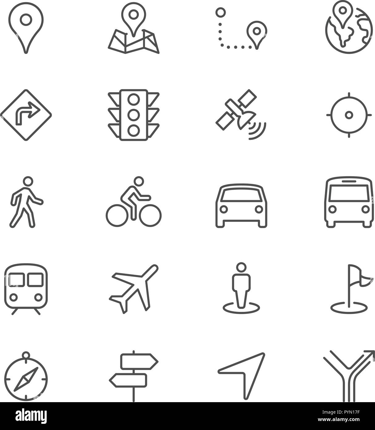 Navigation thin icon set Stock Vector Image & Art - Alamy