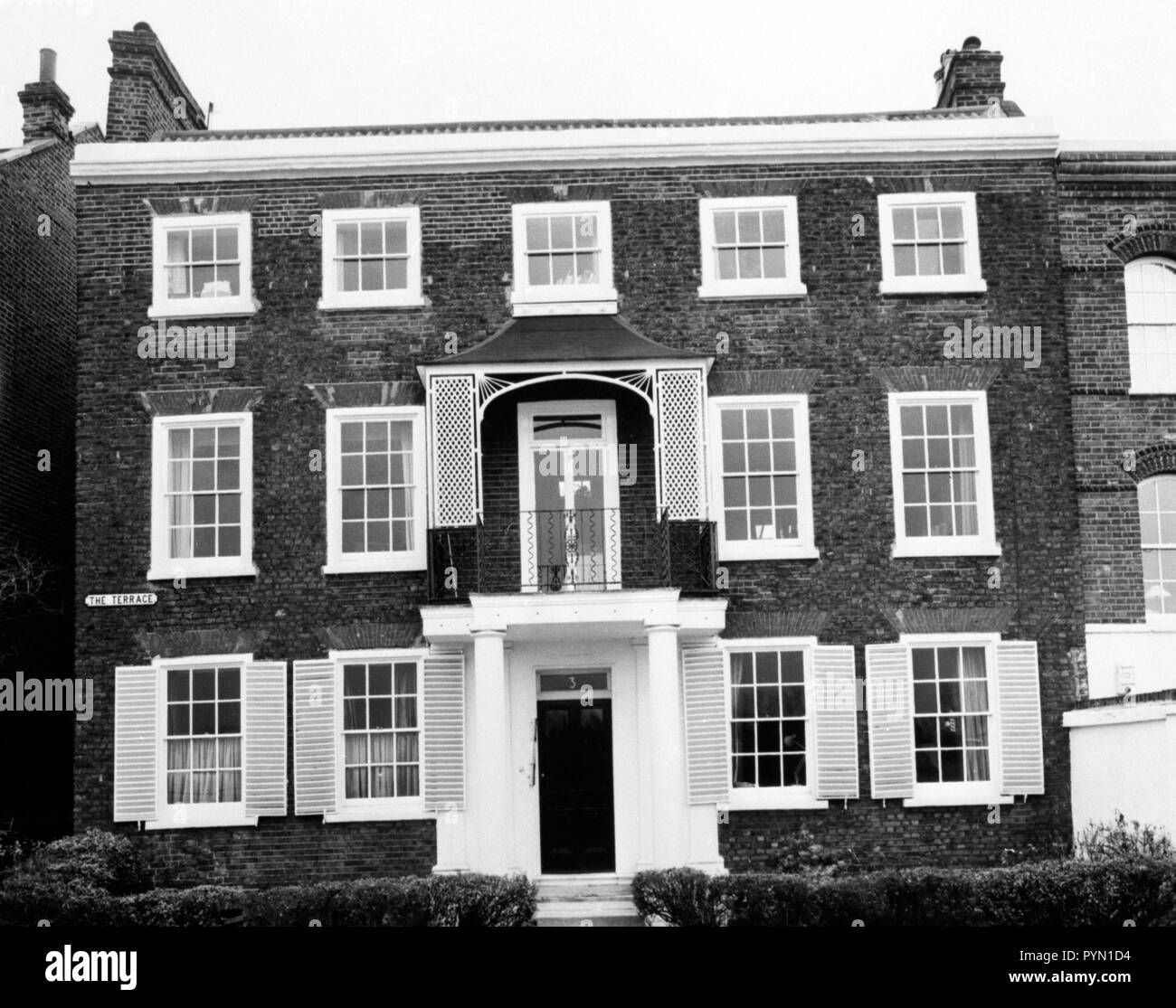 A Georgian house on the banks on the River Thames. It was the subject of William Turner's painting titled 'Mortlake Terrace' in 1826. Stock Photo