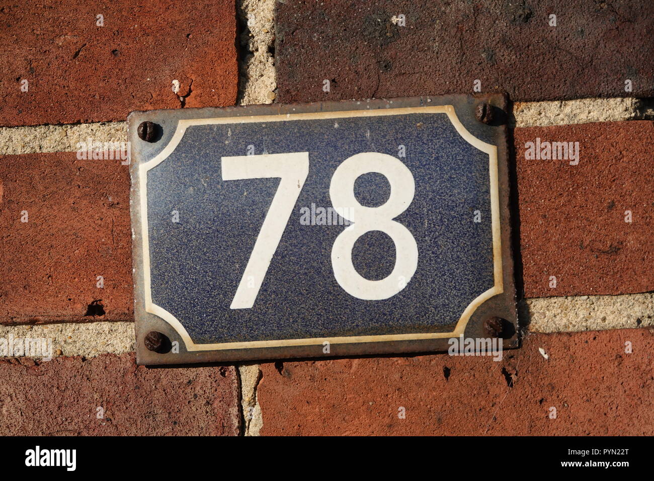 enamel-house-sign-number-78-stock-photo-alamy