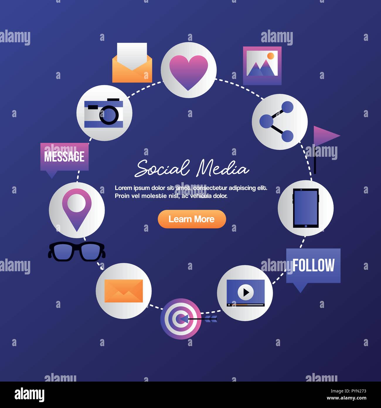social media digital Stock Vector