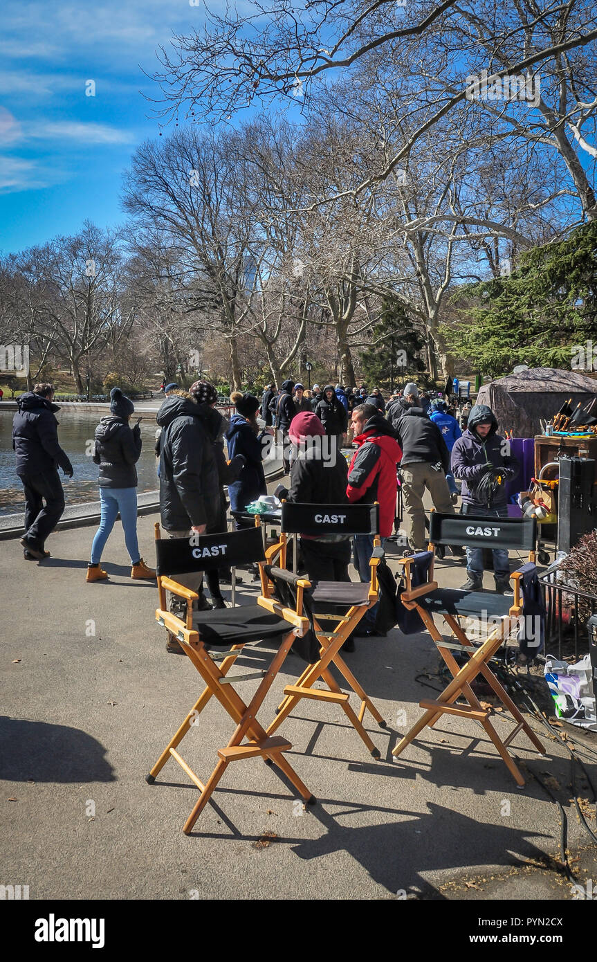 Shooting movies in Central Park Stock Photo