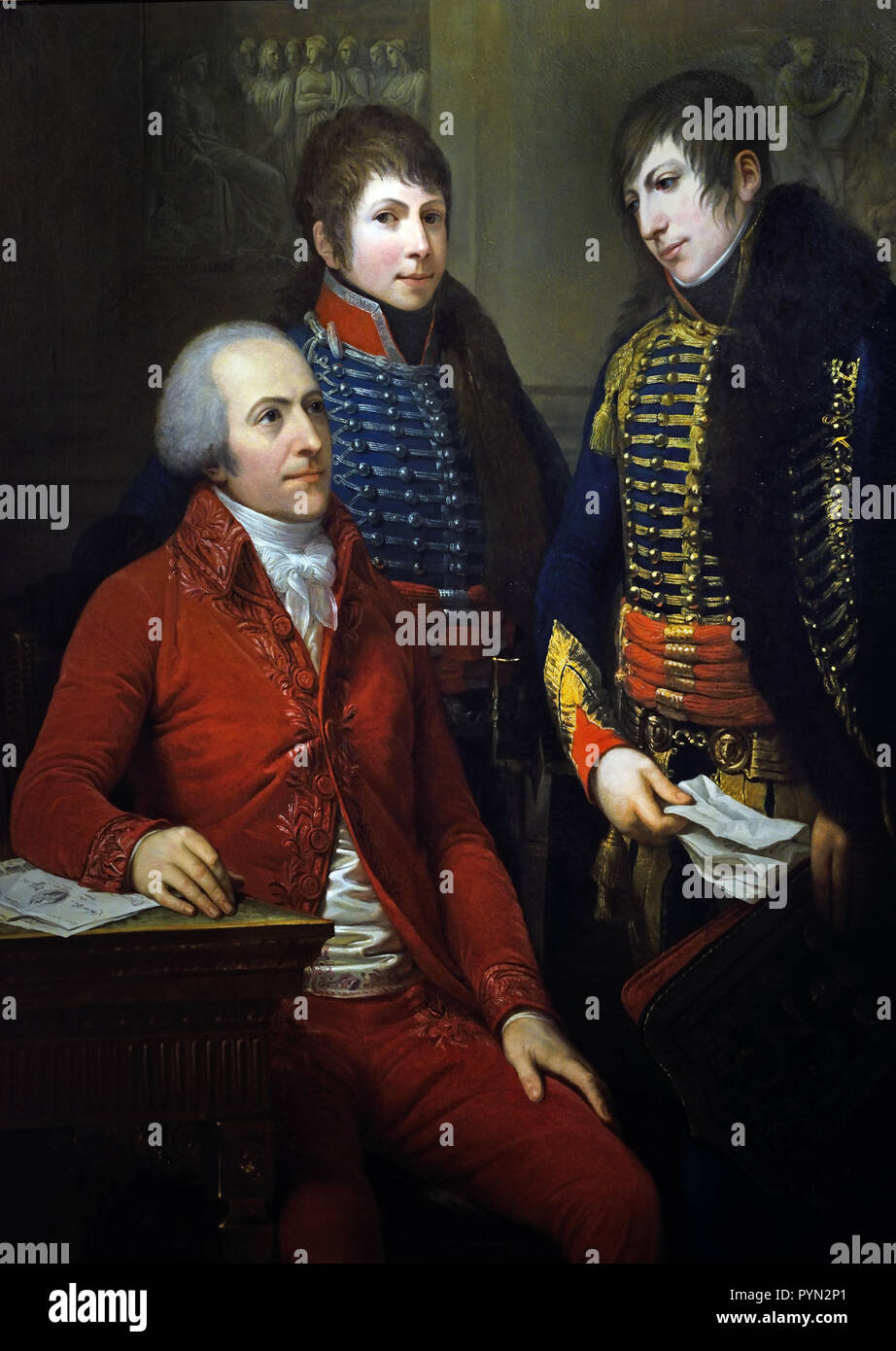 Andrea Appiani (1754-1817) Portrait of Claude-Louis Pétiet president of the extraordinary commission of the Government of the Cisalpine Republic with his sons 1800 Italy, Italian. Stock Photo