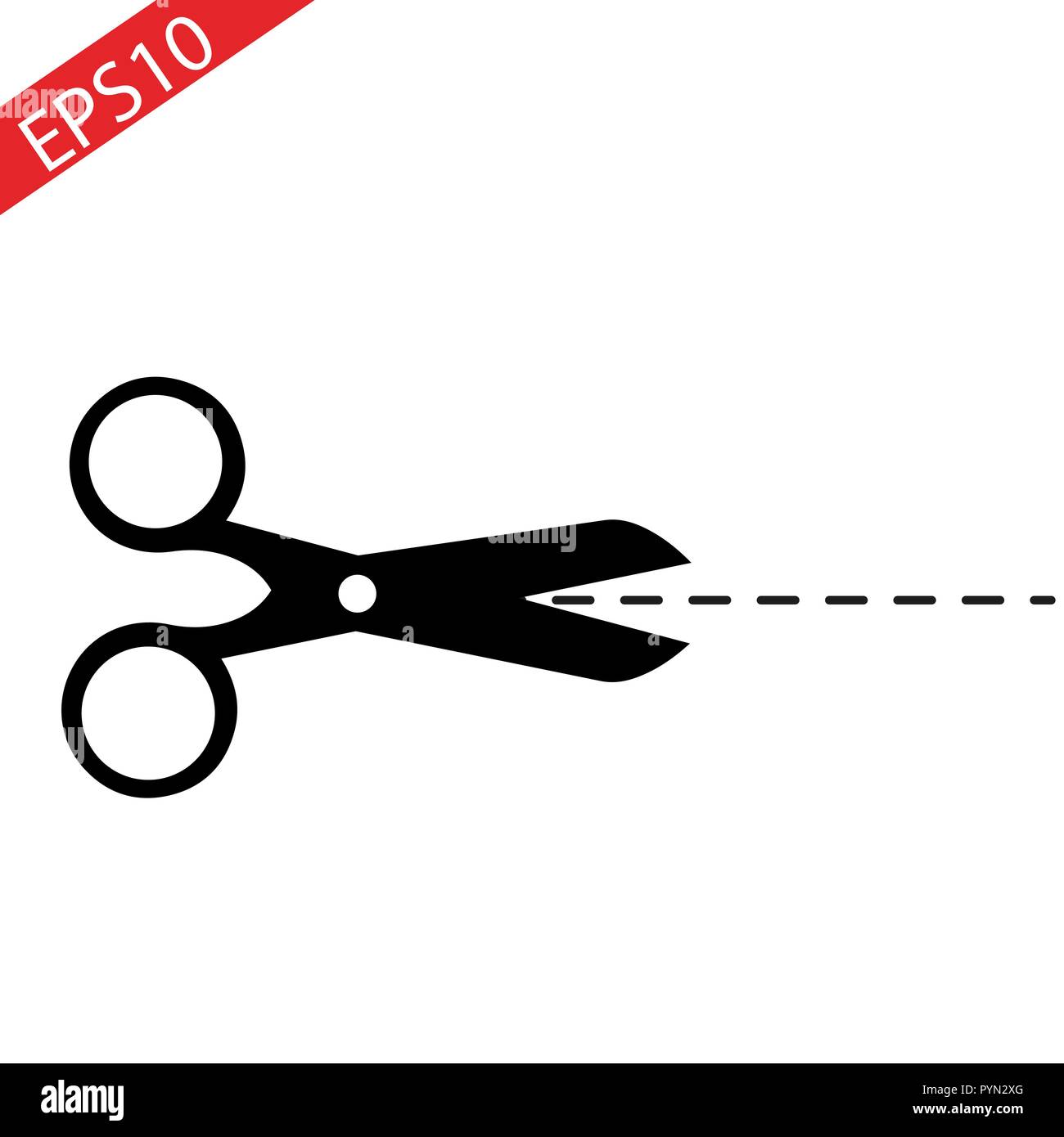Vector scissors with cut lines isolated on white background eps10 Stock Vector