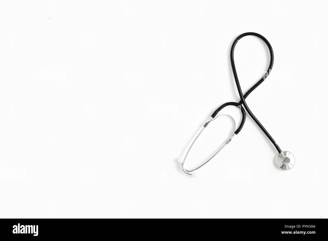 Stethoscope on white background with copy space top view Stock Photo ...