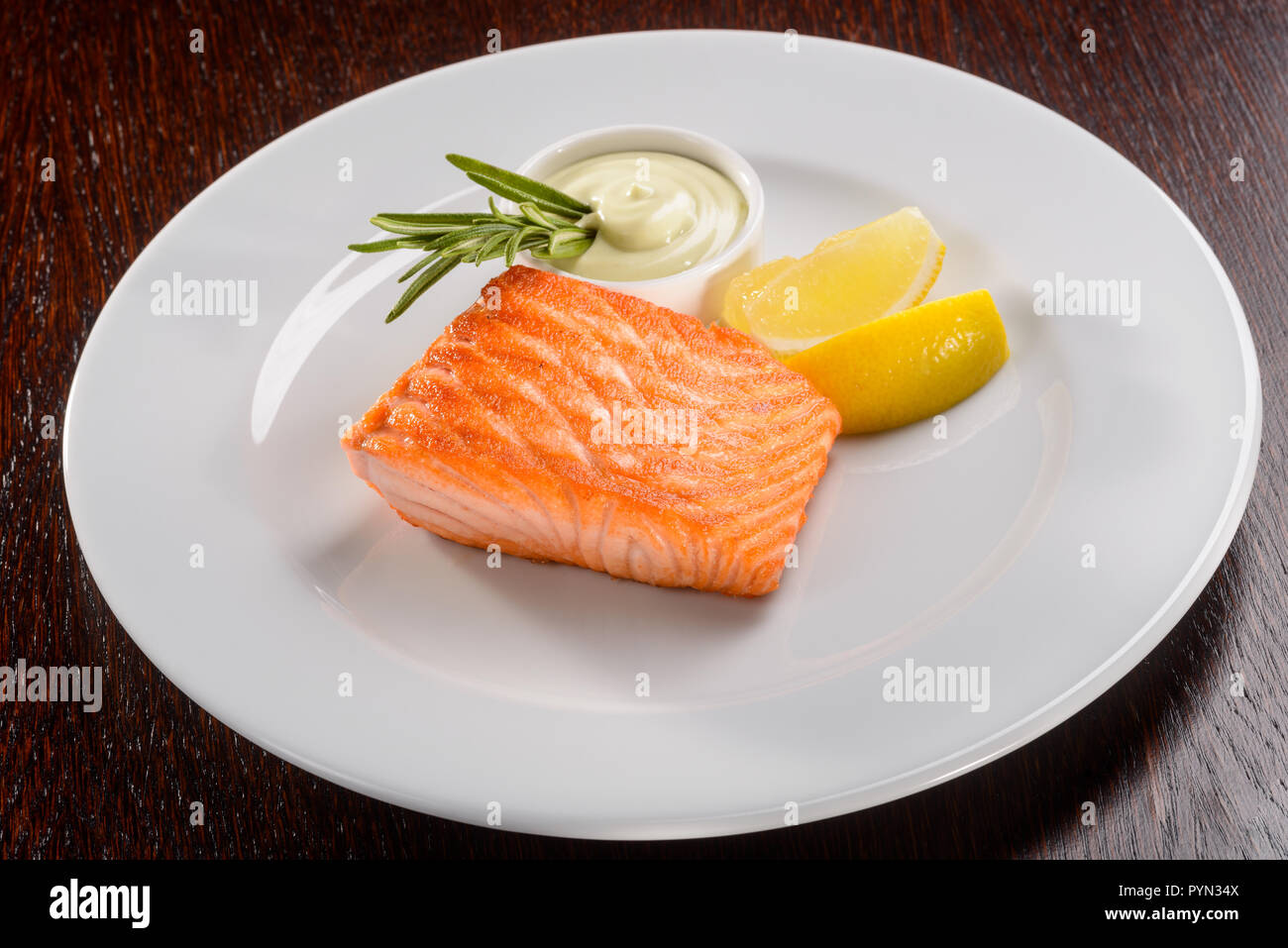 Grilled fish with Wasabi sauce Stock Photo Alamy