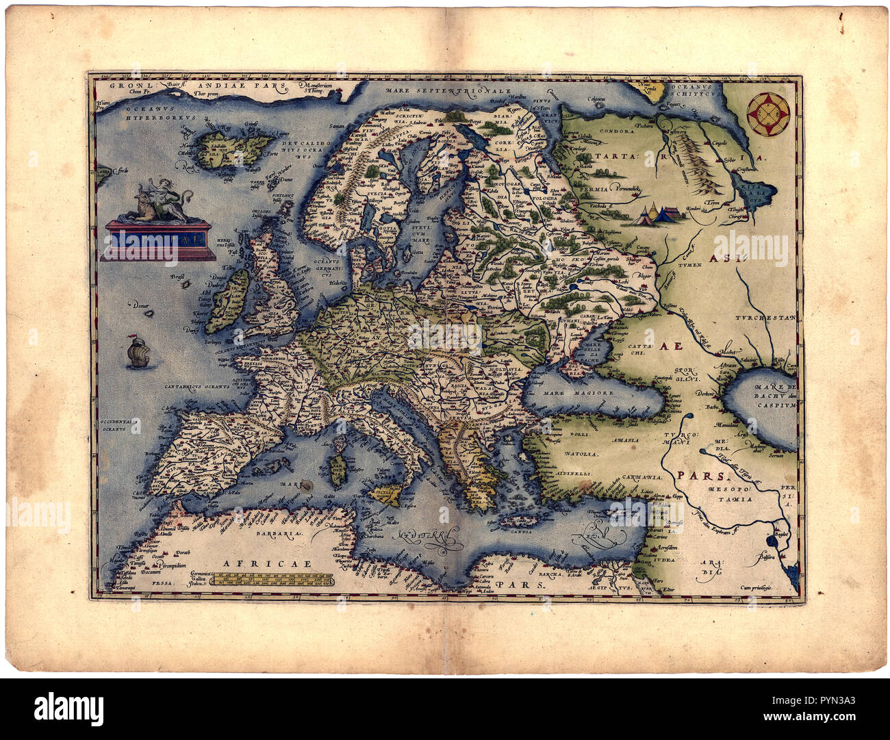 1570 Old Vintage World map Ortelius ca 