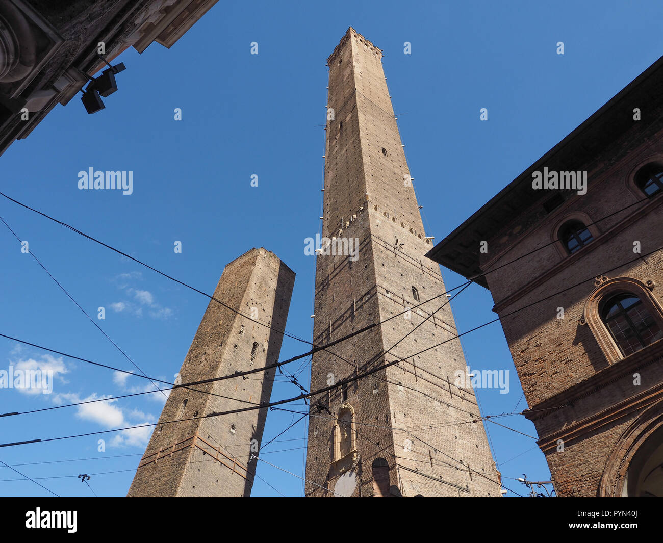 Torre Garisenda and Torre Degli Asinelli leaning towers aka Due Torri