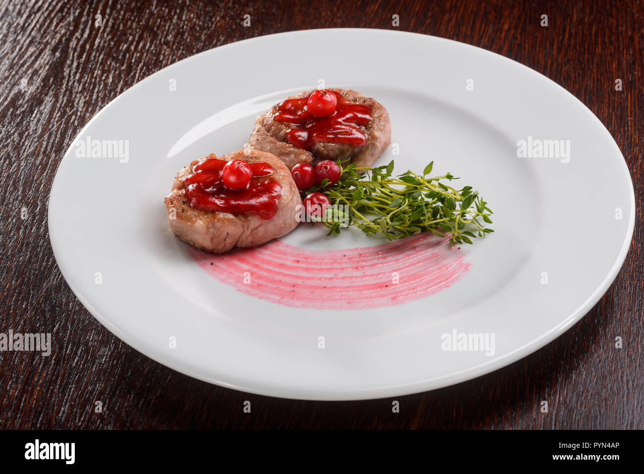 Amazing two veal medallions Stock Photo Alamy