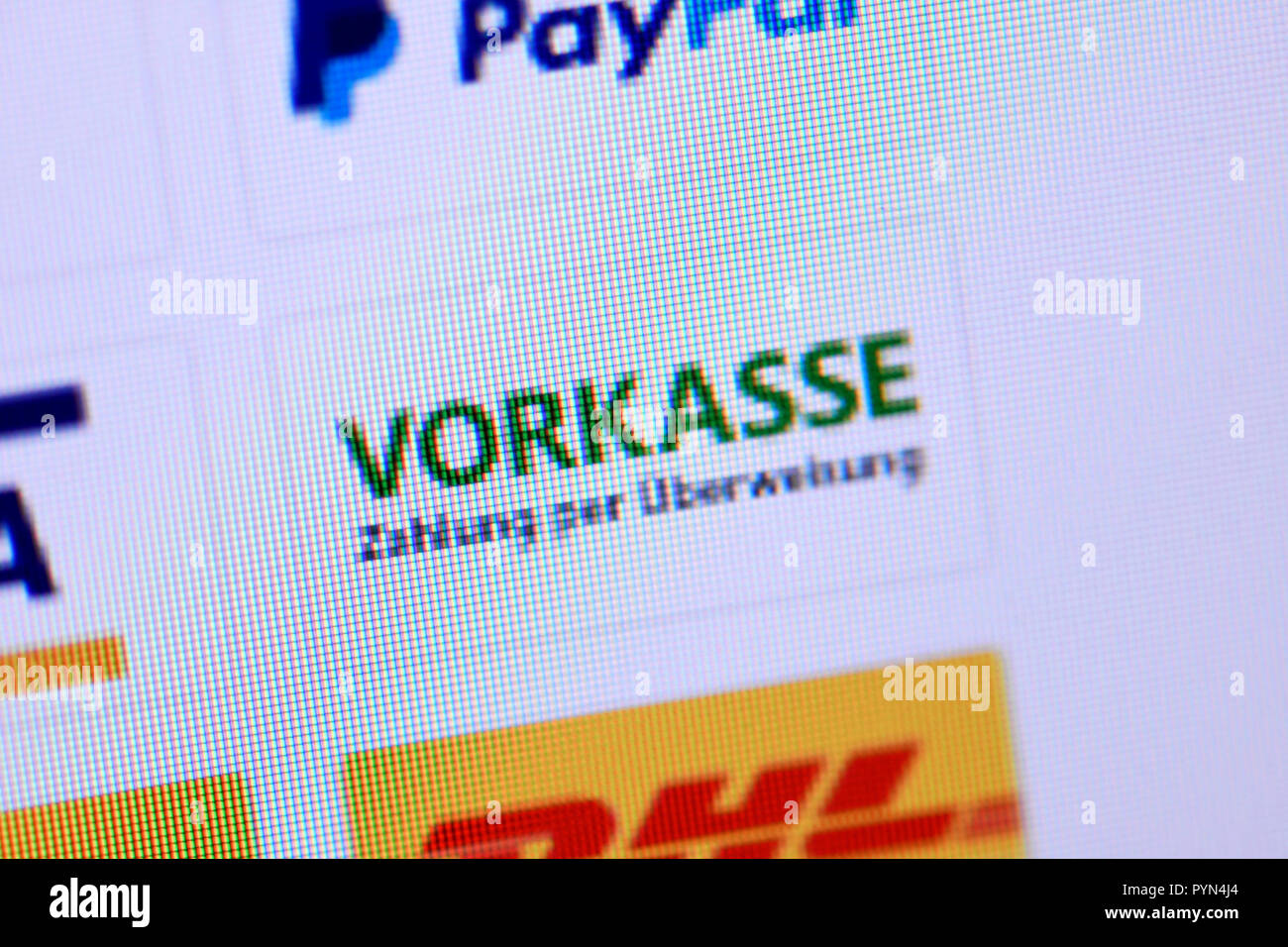 Precash payment possibility in a Fake shop, Vorkasse-Zahlungsmöglichkeit in einem Fake Shop Stock Photo