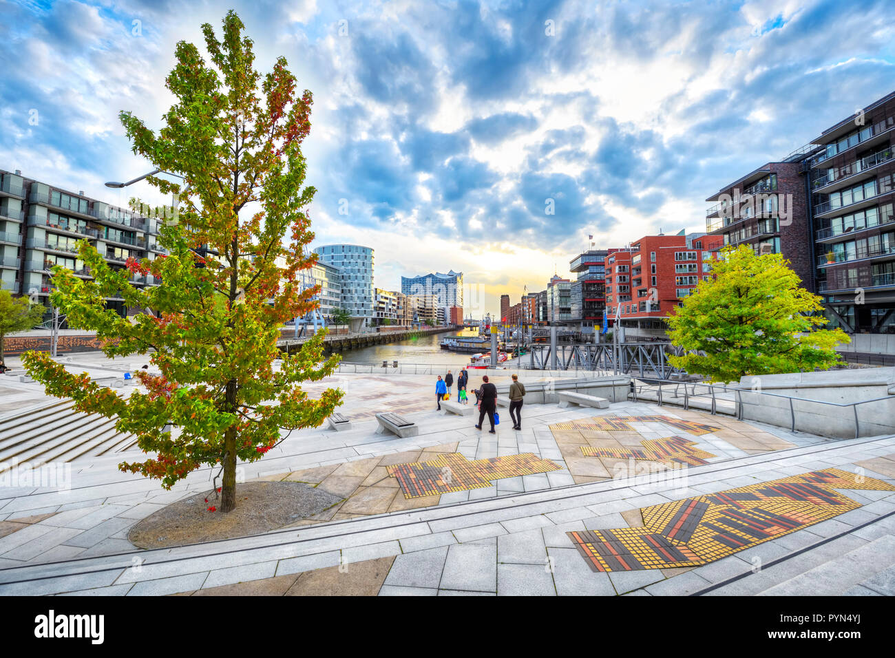 Magellan terraces and sandy gate harbour in the harbour city of Hamburg