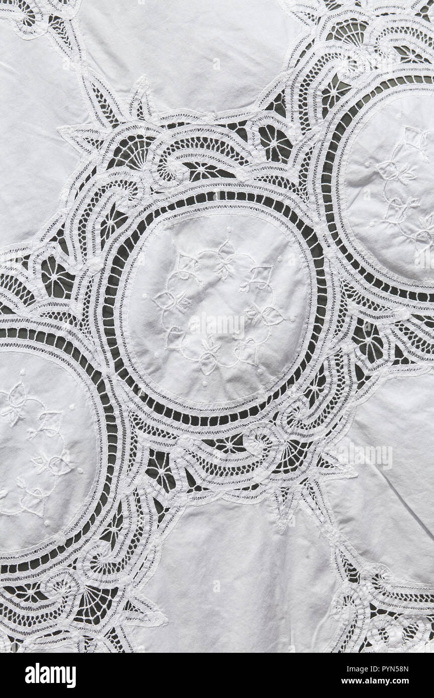 Decorative white lace Stock Photo Alamy
