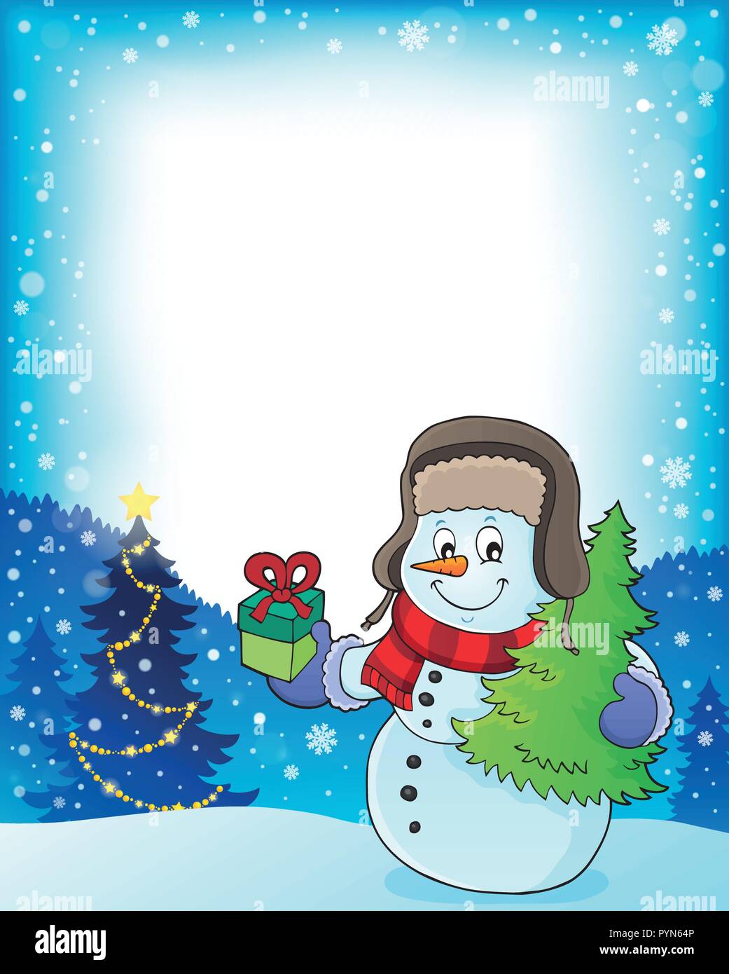 Christmas snowman subject frame 1 - eps10 vector illustration Stock ...