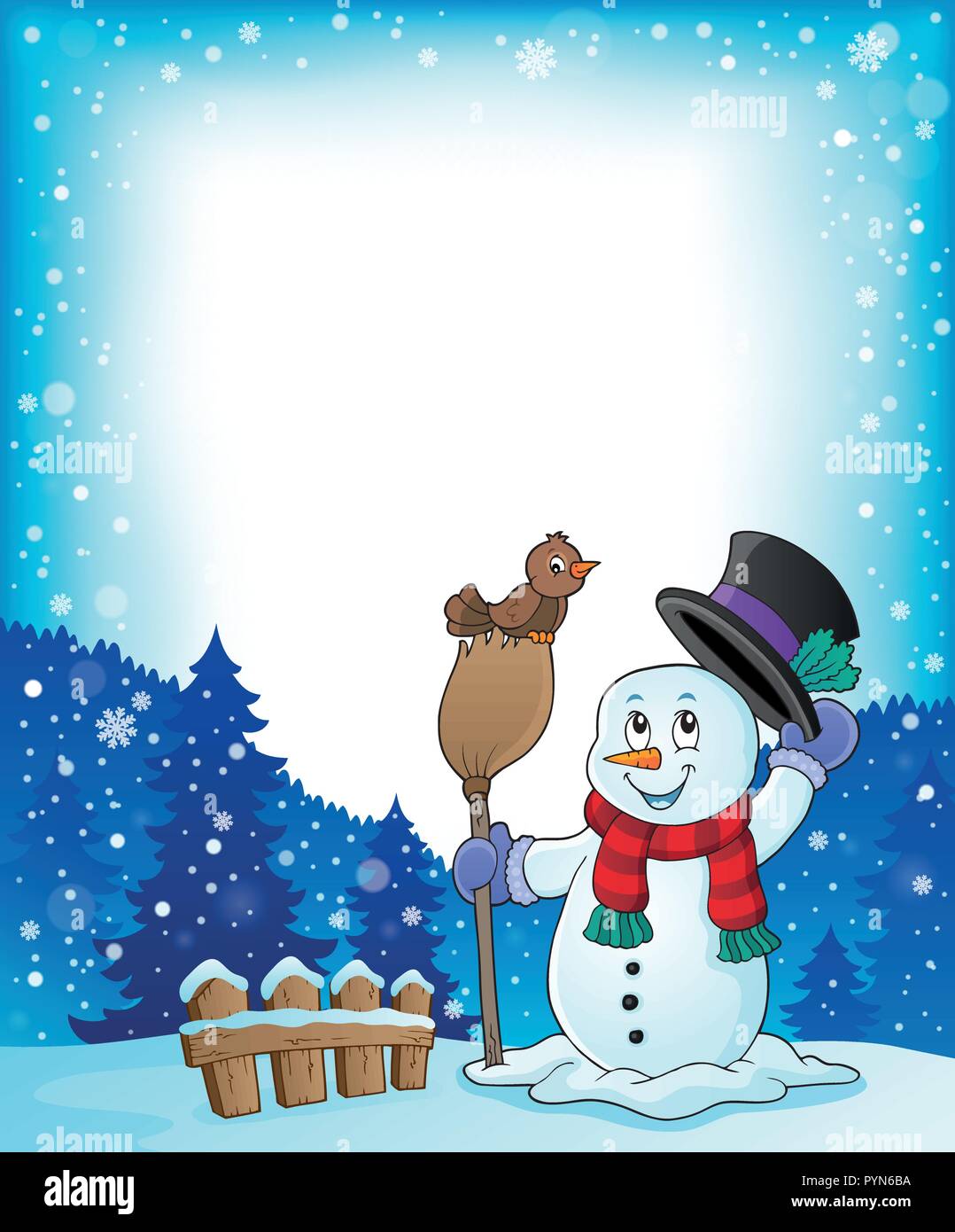 Winter snowman subject frame 1 - eps10 vector illustration Stock Vector ...
